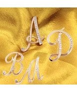 Gold Rhinestone Initial Brooch Pin  Elegant Alphabet Jewelry Gift - $39.70 CAD
