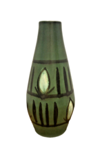 Vase Art Pottery Green Handpainted Studio 7.25 Inches Tall Bud - $45.68