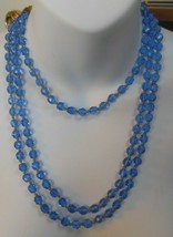 Vintage Continuous Faceted Blue Crystal Knotted Necklace - £43.35 GBP