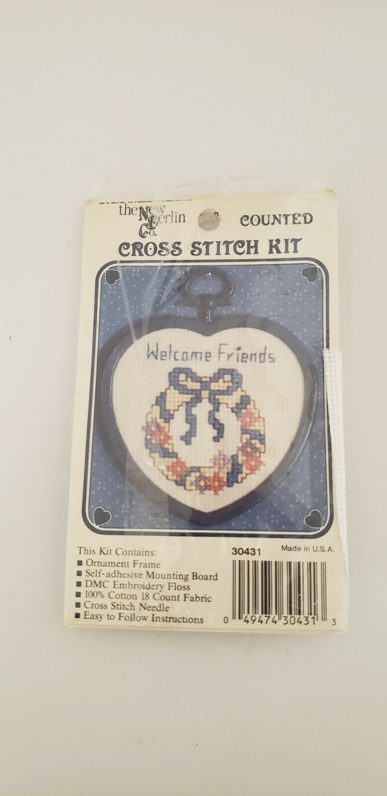 Primary image for New Berlin Co Cross Stitch Ornament Kit - Welcome Friends in Blue Heart - 30431