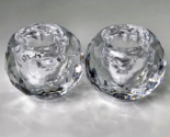 Pair Vintage Faceted Leaded Crystal Glass Ball Globe Taper Candle Holder... - £17.29 GBP