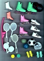 Doll Sporting Equipment Lot of 24 pieces & 10 Doll Sox - £4.72 GBP