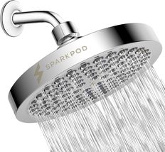 SparkPod Shower Head - High Pressure Rain, Luxury Polished Chrome, 6 Inc... - £22.15 GBP