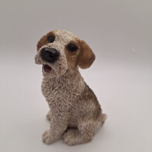 Terrier Dog Resin Figurine Brown Black Markings Black Eyes Nose - $3.60