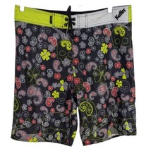 Paisley Skull Floral Boardshorts Katin Bathing Suit Swim Trunks Black Me... - $34.65