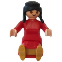 Playmobil Victorian Mansion Child Figure Red Dress Black Hair In Ponytails 1987 - £4.72 GBP