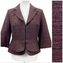 Classiques Entier Womens S Blazer Jacket Tweed Red Black Peplum Cropped  - £23.08 GBP