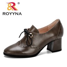 ROYYNA 2021 New Women high Heels Sexy Leather Shoes Women Pumps Party Thick Heel - £40.03 GBP