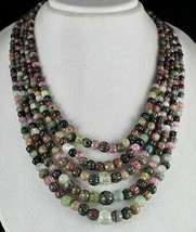 Antique Natural Multi Tourmaline Carved Melon 5L 860 Cts Gemstone Beads Necklace - £592.32 GBP