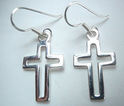 Christian Cross 925 Sterling Silver Dangle Earrings - $12.59