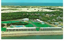 Vintage Tides Motor Inn Resort Motel Cape Cod MA Postcard aerial view beach dune - £3.93 GBP