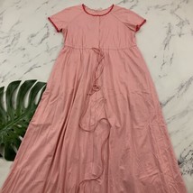 Vanity Fair Vintage House Dress Night Gown Size M Pastel Pink Short Sleeve Zip - £23.10 GBP