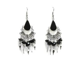 Teardrop Stone Cabochon Chip Stone Metal Dangle Earrings - Womens Fashion Handma - £11.76 GBP