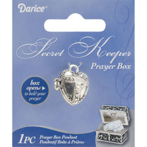 Prayer Box metal Charm Heart with Cross Antique Silver - $493.21 MXN
