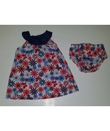Sweet Dress Bloomers Red White Blue Flowers Baby 3-6 Month Patriotic 4th... - £11.64 GBP