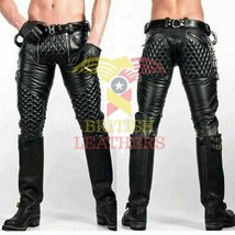 Mens Real Leather Pants lederjeans Black Quilted Pants Sailor Opening Ga... - £102.21 GBP