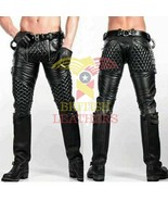 Mens Real Leather Pants lederjeans Black Quilted Pants Sailor Opening Ga... - £102.21 GBP