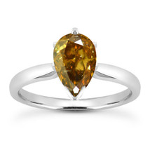 Pear Shape Diamond Wedding Ring Real Brown Treated 14K White Gold VS2 1.08 Carat - £1,185.48 GBP