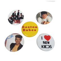 Vintage 1990 Nkotb New Kids On The Block Lot 5 Pins / Buttons Boston Babes - £12.98 GBP