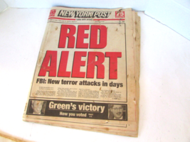 New York Post Newspaper Oct 12, 2001 WTC 9/11 &quot;Red Alert&quot; Complete Final - £7.19 GBP