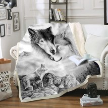 Black And White Rose Skull Sherpa Fleece Blanket (Throw 60&quot;X80&quot;) (Gray Wolf), - £34.08 GBP