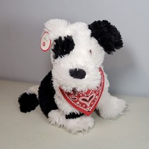 Hallmark Dog Plush White Black Eye Patch Red Bandana Sitting Shaggy 12&quot; Tags - £13.39 GBP