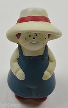 Woman In Blue Dress And White Hat Porcelain Salt Shaker 3&quot; Tall Collectible - £5.48 GBP