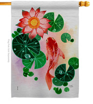 Lotus Pond House Flag Floral 28 X40 Double-Sided Banner - £29.71 GBP