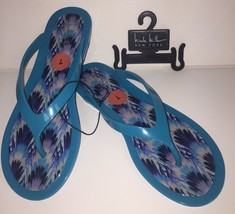 Nicole Miller New York Jelly Flip Flops Flipper Palm Aquamarine Sandals Comfort - £20.08 GBP