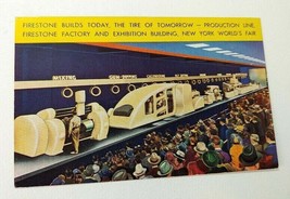1939 Firestone Tires of Tomorrow Production Line New York Worlds Fair Postcard  - £7.06 GBP