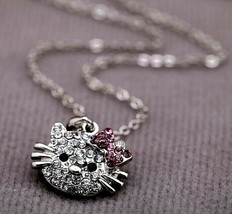 Crystal Kitty Necklace Set, Earrings and Necklace Set, Hello Kitty Jewelry - £20.49 GBP