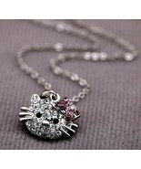 Crystal Kitty Necklace Set, Earrings and Necklace Set, Hello Kitty Jewelry - £20.31 GBP