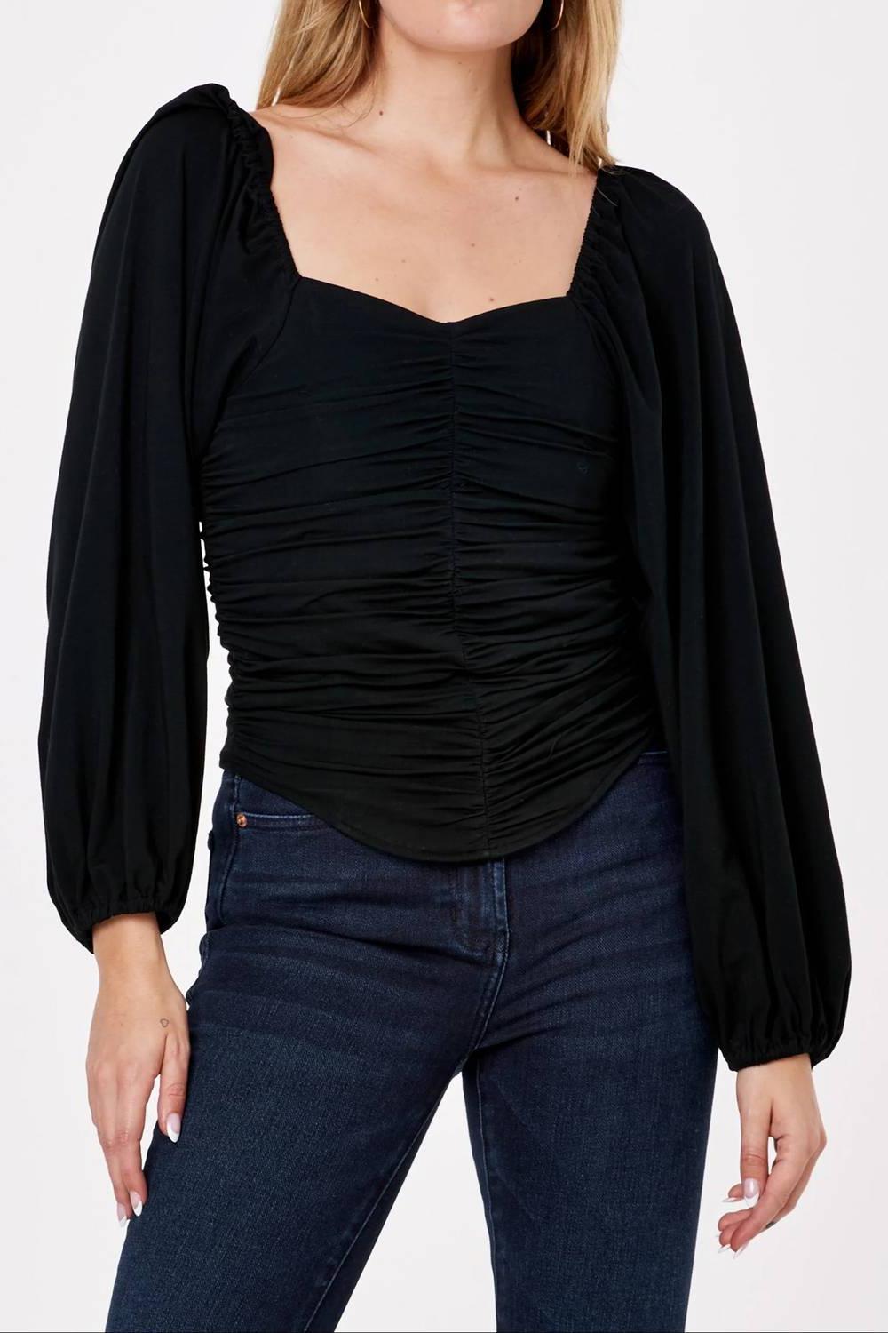 Dear John Denim Baldwin Ruched Top Black - $65.00