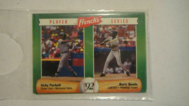 1992 French&#39;s Baseball Cards Sealed Hangtag Pack, 3 Cards Puckett/Bonds top card - £6.63 GBP