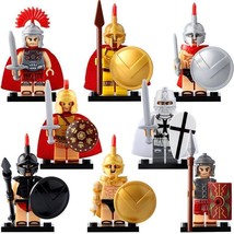 8pcs/set Medieval Roman Soldier Spartan Warrior Crusader Knight Minifigures - £13.43 GBP