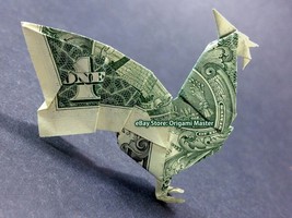 Dollar Origami ROOSTER w/ REAL MONEY Handmade Animal BirdChristmas Cash ... - €12,84 EUR+