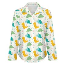 Mondxflaur Cute Dinosaur Women Long Sleeve Shirt Summer Elegant Fashionable - £19.97 GBP