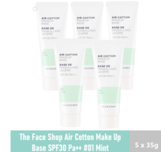 5 X The Face Shop Air Cotton Make Up Base SPF30 Mint Clear Coverage DHL ... - £74.98 GBP