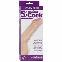 Doc Johnson Vac-U-Lock 5&quot; Realistic Cock Beige - Strap-On Dong w Balls ED - £30.50 GBP