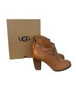 UGG Charlotte Perforated Tan Leather Cowgirl Ankle Booties Zip Back Sz 7... - $69.29