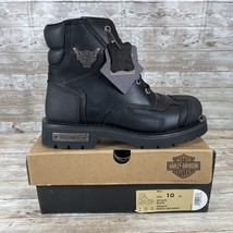 HARLEY-DAVIDSON Mens Stealth Black Leather Motorcycle Boots D91642 Size 10 - £125.23 GBP