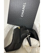 New Chanel Bottines Black Boots Booties Leather Pearl Size 35.5 US 5.5 - €720,08 EUR