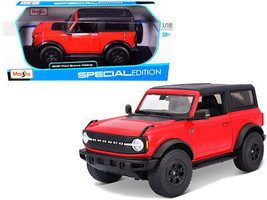 2021 Ford Bronco Wildtrak Red w Black Top Special Edition 1/18 Diecast Car Maist - £46.53 GBP