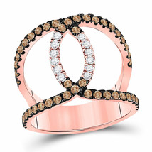 10kt Rose Gold Womens Round Brown Diamond Entwined Cocktail Ring 1 Cttw - £800.97 GBP