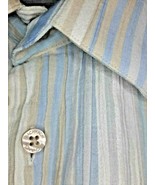 Medium Mens Bachrach Short Sleeved Blue Striped Collared Cotton Shirt - £11.96 GBP