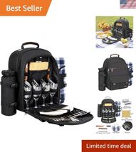 Picnic Backpack for 4 Person with Blanket Picnic Basket Set for 2 with I... - $124.13