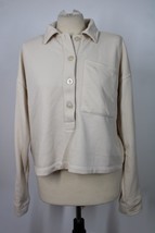 Bien Bleu L Ivory French Terry Popover Top 1/2-Button Large Pocket Polo ... - £19.53 GBP