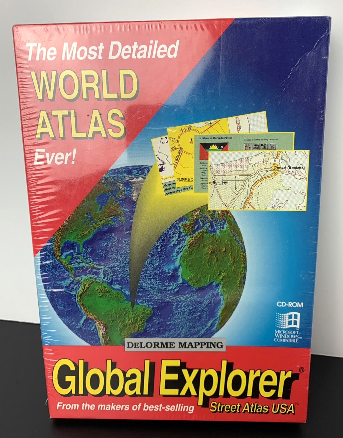 DeLorme Global Explorer CD-ROM 1993 Street Atlas USA Microsoft Windows 3.1 NEW - $19.79