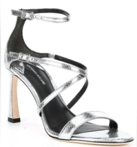 Antonio Melani Hadley Strappy All Leather Stiletto Sandal Sz 10 Silver Metallic - $36.42