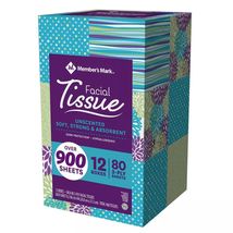 Member&#39;s Mark Facial Tissue 12 boxes 2 ply 960 total count cubes hypoall... - $16.95